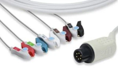 High Quality Compatible Datascope, spacelabs, colin, CSI, zoll, goldway, cua Shield 5lead ECG Cable, IEC, clip nrog CE
