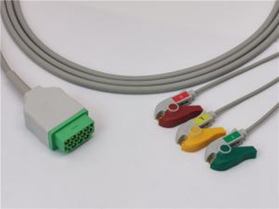 GE Txoj Kev Noj Qab Haus Huv ECG Adapter Cable 3 Ua Clips