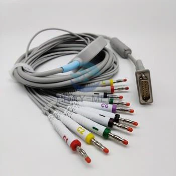 Bionet 15-Pin AHA/ IEC 10 Leads EKG Cable Banana